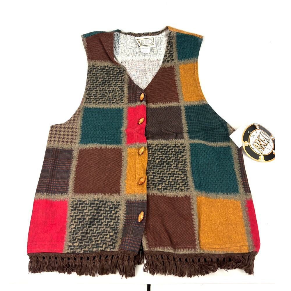 Vintage Southwestern Fringe Vest Women's Button Up SMALL Aero USA Made‎